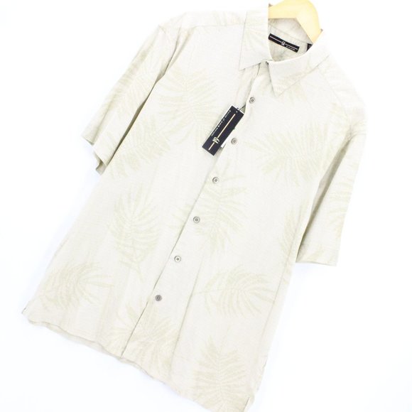 Vintage 6A By Axis Shirt Men's Casual Beige Short Sleeve Button Down Floral Sz L - Picture 3 of 8